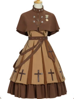 Dawn Series JSK Retro Military Style Punk Lolita Sling Dress And Cape -NAUS Lolita Shop 2 500x672 1204