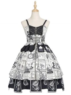 Black White Alice Series JSK Retro Splicing Punk Lolita Sling Dress -NAUS Lolita Shop 2 500x672 1209
