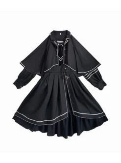 Loyal Chariot Series Military Style Handsome Detachable Brooch Irregular Hem Design Punk Lolita Long-Sleeved Dress Set -NAUS Lolita Shop 2 500x672 1224
