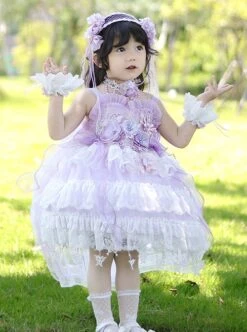 Summer Purple Three-Dimensional Flower Decoration Lace Bowknot Princess Dress Sweet LolitaKids Sleeveless Dress -NAUS Lolita Shop 2 500x672 1260