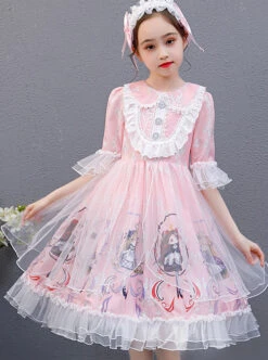 Cute Princess Doll Printing Children Sweet Lolita Half Sleeve Dress -NAUS Lolita Shop 2 500x672 1303