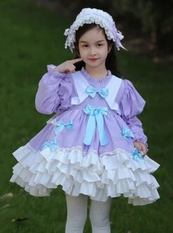 Spring Sweet Round Neck Puff Sleeve Princess Dress Bowknot Decoration Sweet Lolita Long Sleeve Dress -NAUS Lolita Shop 2 500x672 1313