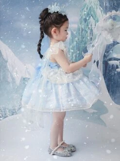 Castle Pattern Decoration Snowflake Sequins Ruched Lace Mesh Trim Classic Lolita Kid Princess Slip Dress -NAUS Lolita Shop 2 500x672 1342