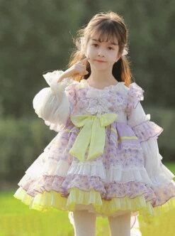 Cute Round Neck Lace Broken Flowers Princess Dress Sweet Lolita Spring Kids Long Sleeve Dress -NAUS Lolita Shop 2 500x672 1359