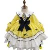 Cute Doll Collar Bowknot Hem Fur Ball Frenulum Stitching Lantern Sleeves Classic Lolita Kids Long-Sleeved Dress