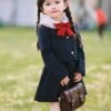 School Style Daily Fashion Spring Simple Black Vest Dress Lapel Long Sleeve Coat Design School LolitaKids Sleeveless Dress Set