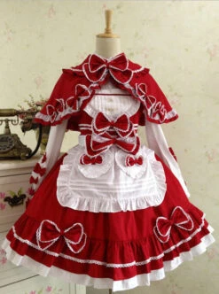 Red And White Lace Bowknot Sweet Lolita Dress Set -NAUS Lolita Shop 2 500x672 1477