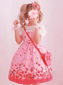 Chocolate Strawberry Sweet Lolita Sling Dress -NAUS Lolita Shop 2 500x672 1485