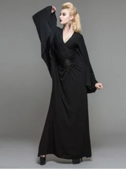 Palace Style Gothic Nobleman Black Deep V Collar High Waist Dress -NAUS Lolita Shop 2 500x672 1507