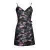 Lust Snake Series Pink Flowers Blackish Green Duckweed Jacquard Split Hem Gothic Sexy Sling Dress