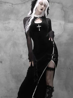 Gothic Embroidery Sexy Long Style Velvet Slim Dress -NAUS Lolita Shop 2 500x672 1516