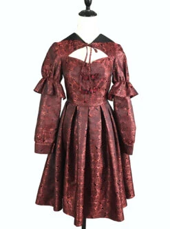 Gothic Bloody Red Rose Printing Long Sleeve Dress -NAUS Lolita Shop 2 500x672 1520