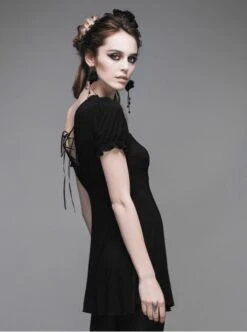 Steam Punk Gothic Lace Embroidery Long-style T-shirt Short Sleeve Short-style Dress -NAUS Lolita Shop 2 500x672 1533