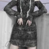 Gothic Cross Darkness Cobweb Printing Punk Drawstring Dress