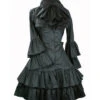 Black Punk Style Gothic Lolita Trumpet Sleeve Dress