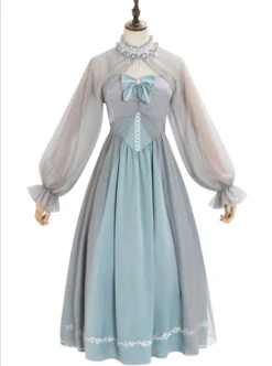 Gray Blue Chiffon Elegant JSK Classic Lolita High Waist Long Style Dress -NAUS Lolita Shop 2 500x672 172