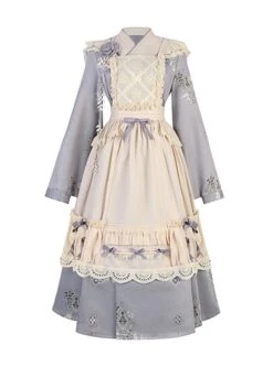 Pharmacy In The Clouds Series Chinese Style Han Elements Forest Vibes Gentle Sweet Light Purple Lolita Dress Apricot Overskirt Two Piece Set -NAUS Lolita Shop 2 500x672 187