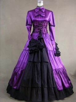 Victorian Stand Collar Long Sleeve Gothic Lolita Prom Long Dress