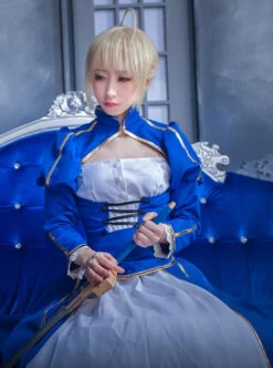 Fate/Grand Order Saber Series Lolita Blue Cosplay Long Sleeve Dress -NAUS Lolita Shop 2 500x672 260