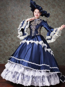 Palace Style Lace Embroidery Navy Blue Classic Lolita Prom Dress -NAUS Lolita Shop 2 500x672 275
