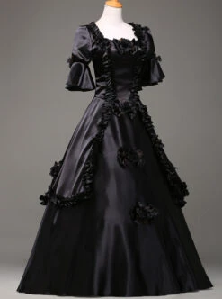 Black Retro Victorian Stereoscopic Flower Decoration Gothic Lolita Prom Dress -NAUS Lolita Shop 2 500x672 286