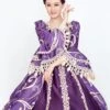 Noble Gorgeous Dark Purple Square Collar Long Sleeve Gold Edge Temperament Charming Court Style Lolita Prom Dress