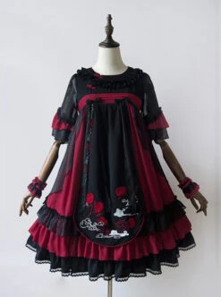 Camellia Series Chinese Style Embroidery High Waist Lolita Dress -NAUS Lolita Shop 2 500x672 310