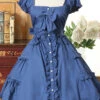 Bow Cotton Flounced Short Sleeve Lolita Dress