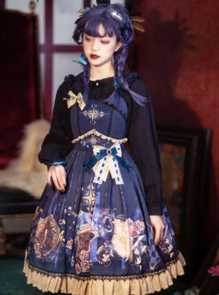 Immortal Bottle Series JSK Retro Printing Classic Lolita Sling Dress -NAUS Lolita Shop 2 500x672 323
