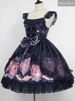 Beauty And Beast Series Printing Classic Lolita Sling Dress -NAUS Lolita Shop 2 500x672 358