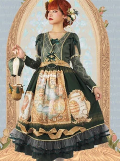 Flee Tulips Series OP Elegant Classic Lolita Long Sleeve Dress -NAUS Lolita Shop 2 500x672 377