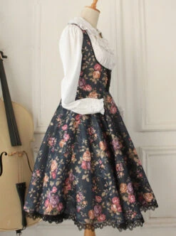 Retro Floral Printing Breast Care White Lace Classic Lolita Dress -NAUS Lolita Shop 2 500x672 396