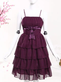 Chiffon Bowknot Elegant Classic Lolita Sling Dress -NAUS Lolita Shop 2 500x672 407