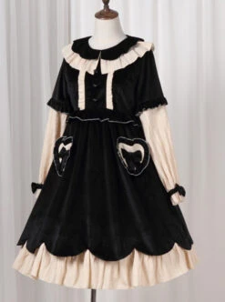Autumn And Winter Black Or Red Elegant OP Classic Lolita Long Sleeve Dress -NAUS Lolita Shop 2 500x672 409