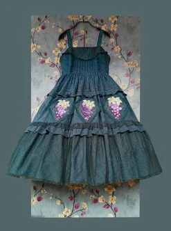 Grape Manor Series Solid Color Jacquard Grape Embroidery Elegant Classic Lolita Sleeveless Dress -NAUS Lolita Shop 2 500x672 422