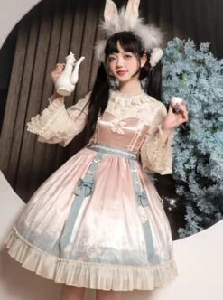 Chinese Style Mid-Autumn Jade Rabbit Heavy Industry Embroidered Bell-Sleeved Long Sleeve Classic Lolita Dress -NAUS Lolita Shop 2 500x672 433