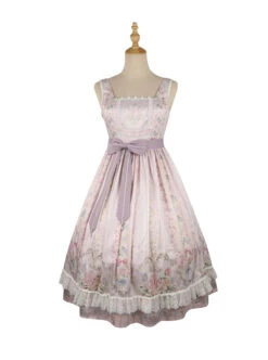 Flowers Wall Series JSK Printing Light Purple Chiffon Elegant Classic Lolita Sling Dress -NAUS Lolita Shop 2 500x672 440