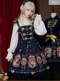 Fog-moon And Crown Series Court Style Elegance Classic Lolita JSK Bowknot Sling Dress -NAUS Lolita Shop 2 500x672 442