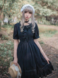 Daily Chiffon Short Sleeves Concise Classic Lolita Dress -NAUS Lolita Shop 2 500x672 45