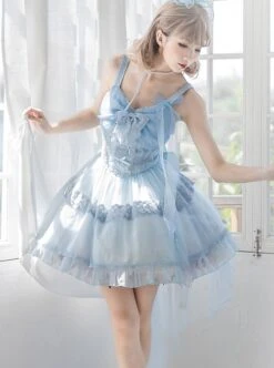 Solid Color Lace Bowknot Decorate Classic Lolita Summer Sleeveless Dress -NAUS Lolita Shop 2 500x672 455