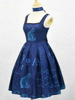 Schrodinger's Cat Series Printing High Waist Classic Lolita Sling Dress -NAUS Lolita Shop 2 500x672 471