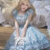 Daughter Of The Sea Series Light Blue Sling One-Shoulder Dreamy Fine Glitter Butterfly Embroidery Classic Lolita Sleeveless Dress