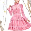 Pink Thickened Flounce Classic Lolita Long Sleeve Dress