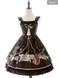 Old Time Dream Series Retro Printing JSK Classic Lolita Sling Dress -NAUS Lolita Shop 2 500x672 505