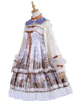 Cross Lily Series Chinese Style Classic Lolita Long Sleeve Dress -NAUS Lolita Shop 2 500x672 507