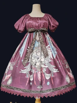 Distant Bells Series OP High Waist Classic Lolita Short Sleeve Dress -NAUS Lolita Shop 2 500x672 515