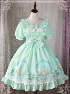 Magic Tea Party Wind's Child Series Bowknot Lolita Short Sleeve Dress -NAUS Lolita Shop 2 500x672 518
