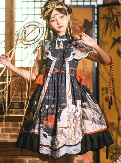 Mythical Animals Fight Series OP Chinese Style Retro Classic Lolita Dress Set -NAUS Lolita Shop 2 500x672 527