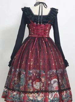 Alice's Christmas Series JSK Classic Lolita Wine Red Sling Dress -NAUS Lolita Shop 2 500x672 553