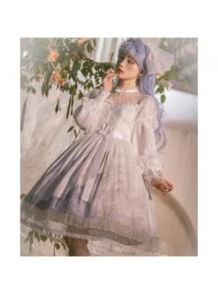Pick The Stars Series OP Elegant Printing Classic Lolita Dreamy White Long Sleeve Dress -NAUS Lolita Shop 2 500x672 559